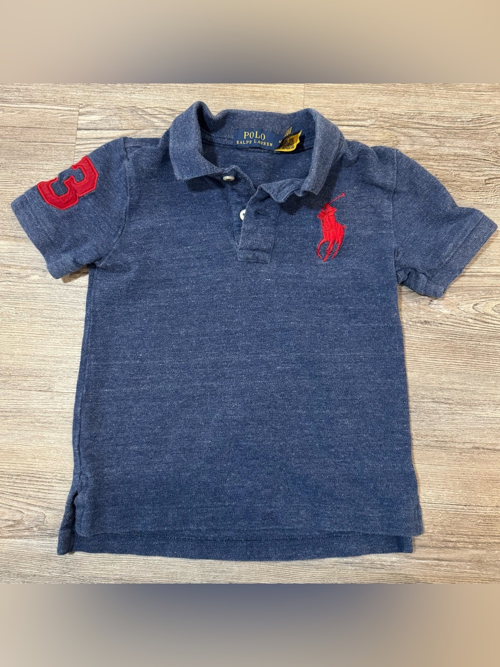Classic Polo Ralph Lauren Toddler Boys Big Pony Polo Shirt Navy Red Logo Size 4T